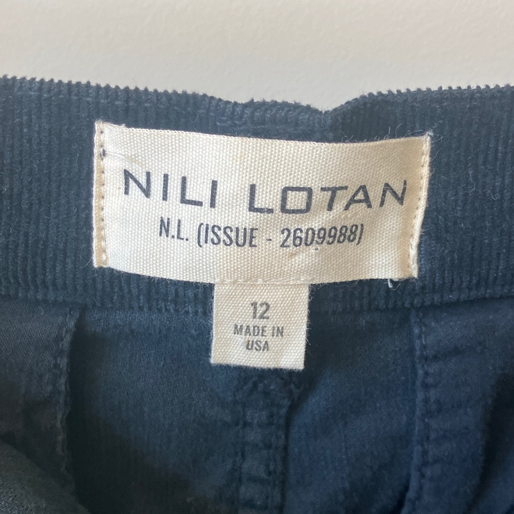 Nili Lotan Midnight Blue Corduroy Trousers Size 12 NWOT - Picture 2 of 11